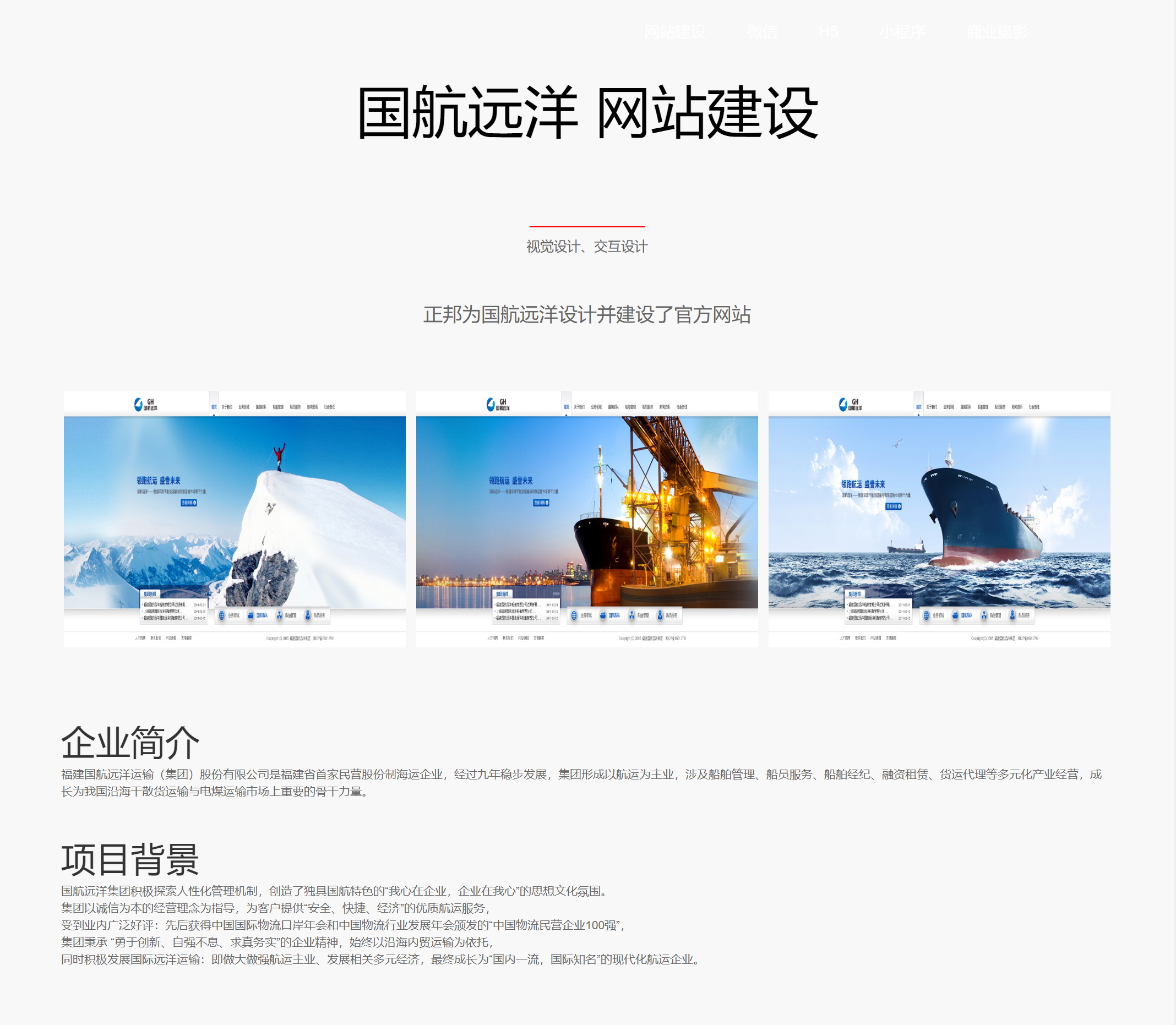 国航远洋 网站建设